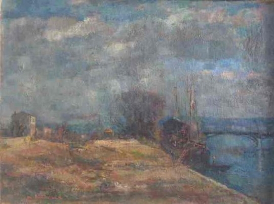 Quai de Seine  Meudon. 1962. Huile sur toile. 54 X 73 cm. Coll. particulire